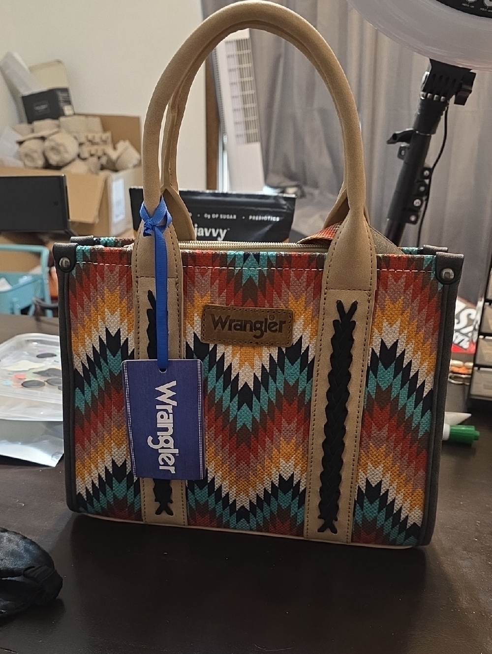 Wrangler Multicolor Southwestern Satchel - Turquoise, Red, Yellow & Tan